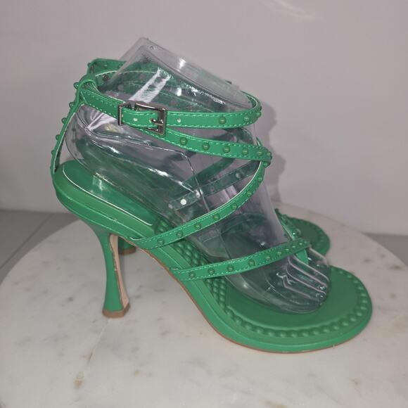 Azalea Wang Shoes Womens Size 8 Green Strappy Studded Heel Sandals SKIP-GREEN - Picture 3 of 13